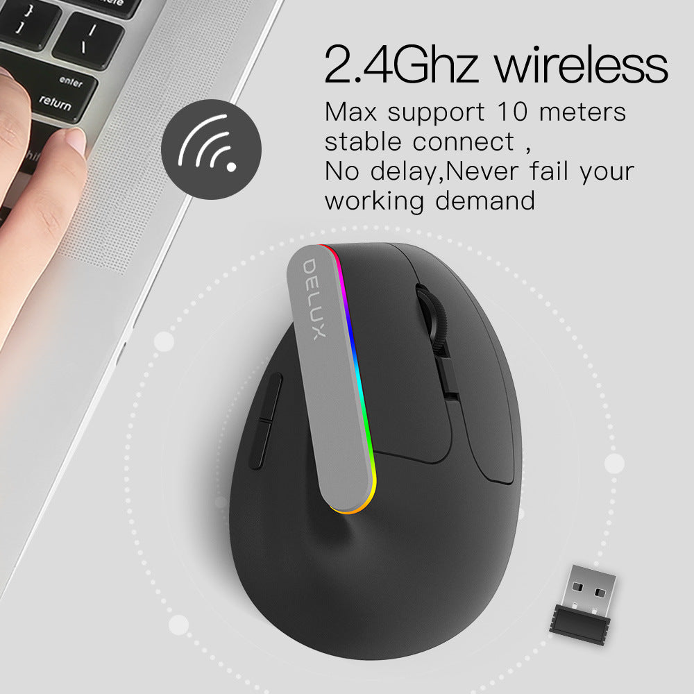 M618C RGB Vertical Wireless Ergonomic Hand-held Straight Mouse