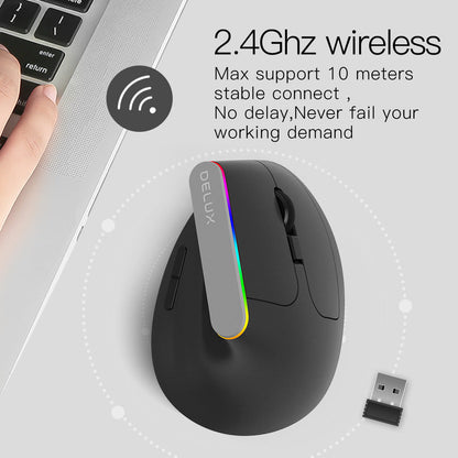 M618C RGB Vertical Wireless Ergonomic Hand-held Straight Mouse