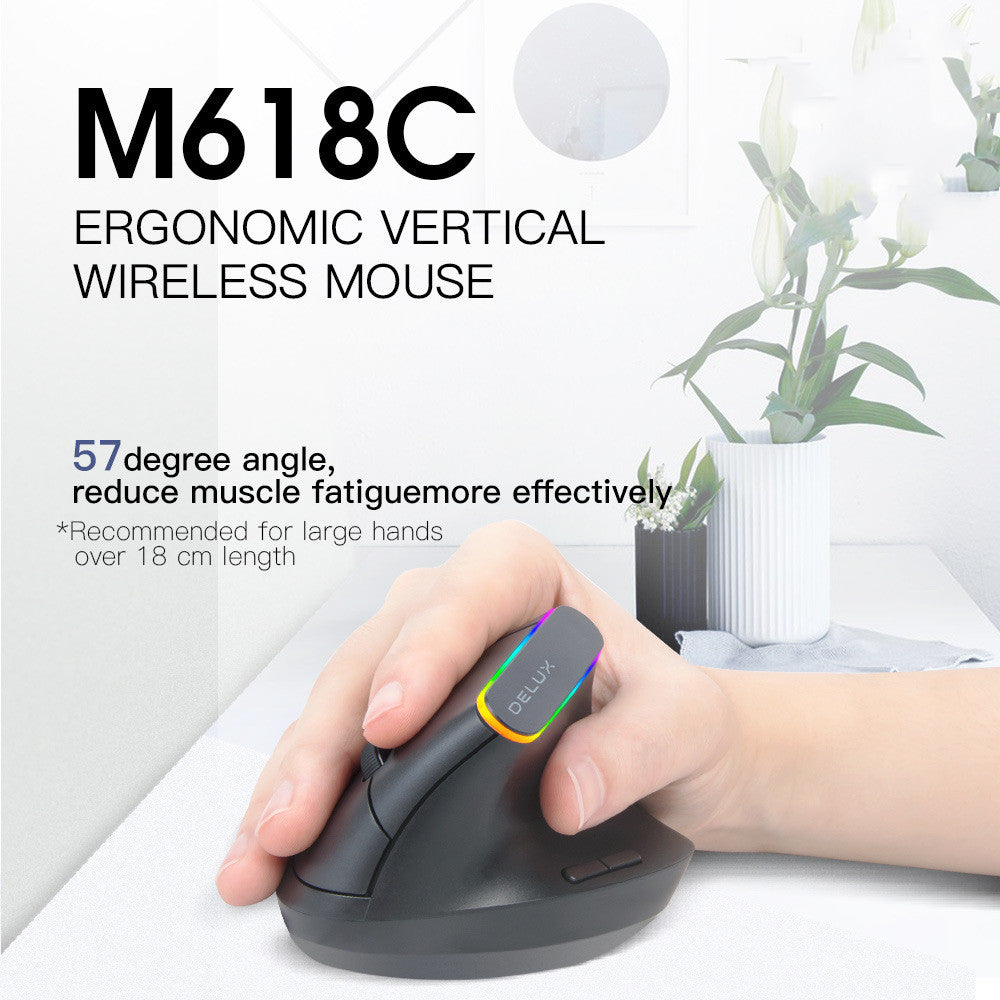 M618C RGB Vertical Wireless Ergonomic Hand-held Straight Mouse