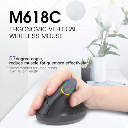 M618C RGB Vertical Wireless Ergonomic Hand-held Straight Mouse